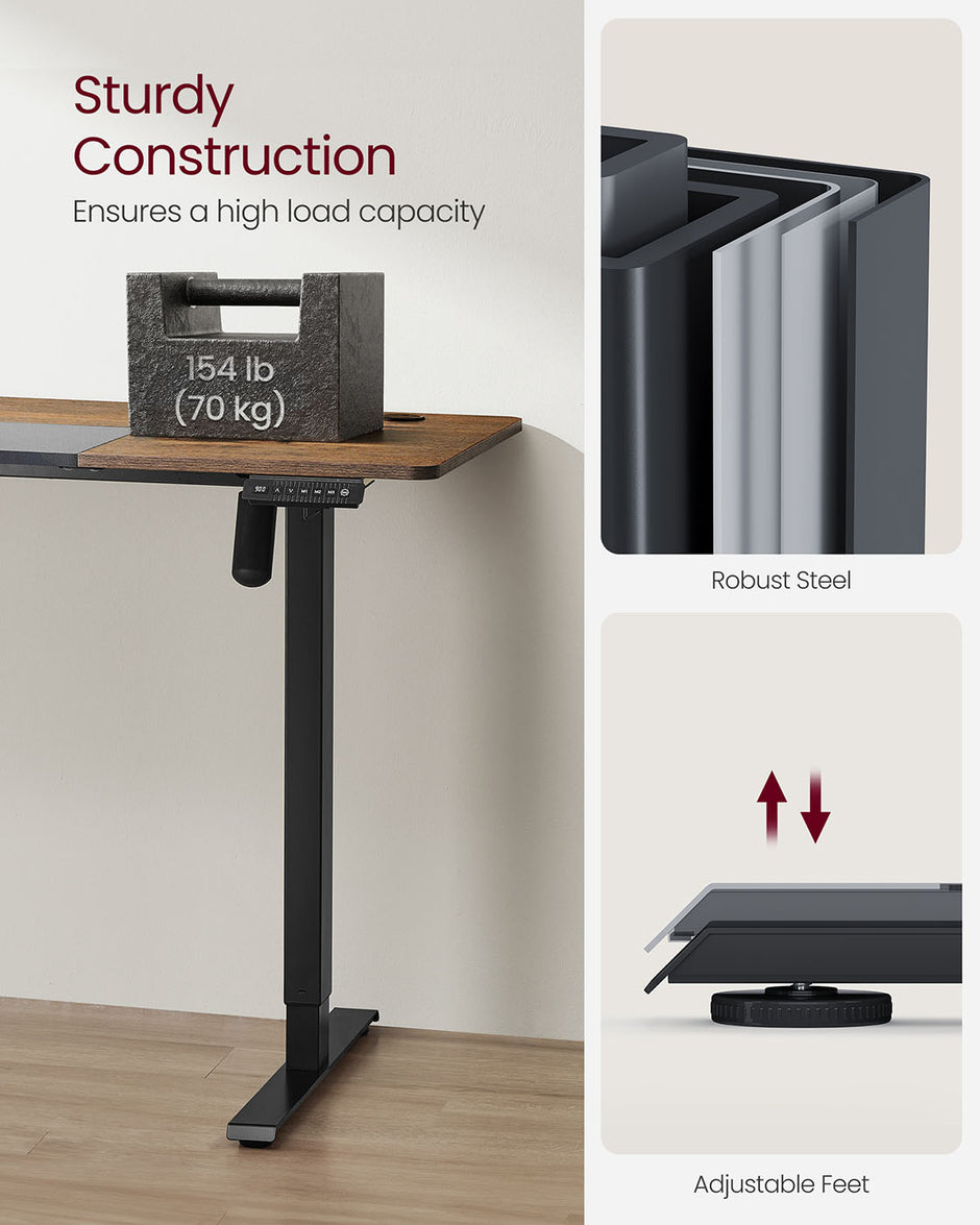 Height Adjustable Electric Standing Desk – Wood – Black – Ergonomic Design