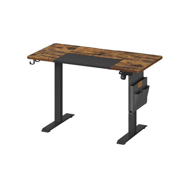 Electric Standing Desk – Metal and Wood – Natural Finish – Height Adjustable with Memory Function and Storage Solutions