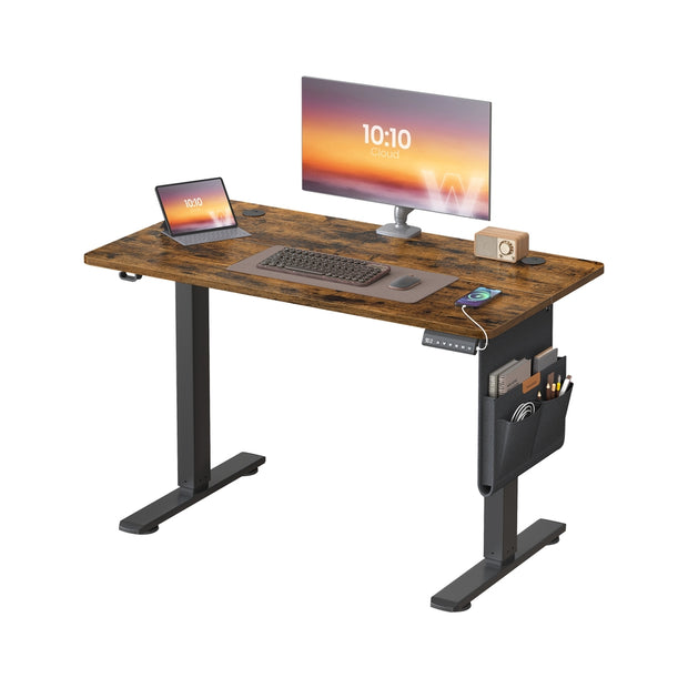 Height Adjustable Desk – Engineered Wood – Cloud White – Electric with 4 Memory Heights and Storage Pocket