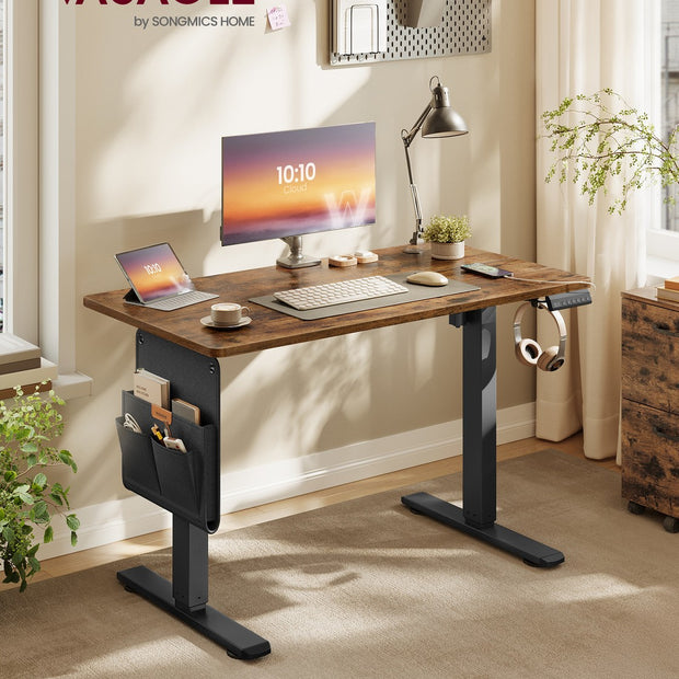 Height Adjustable Desk – Engineered Wood – Cloud White – Electric with 4 Memory Heights and Storage Pocket