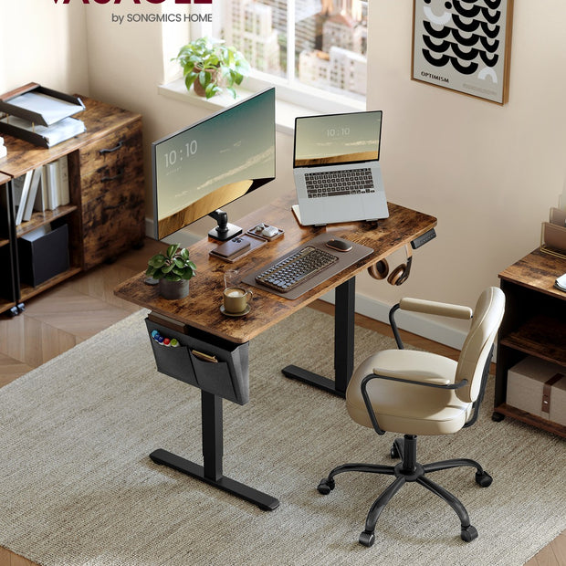 Height Adjustable Desk – Electric – Cloud White – 4 Memory Height Settings, Storage Pocket