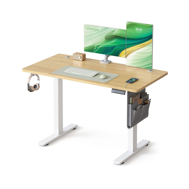 Height Adjustable Desk – Electric – Cloud White – 4 Memory Height Settings, Storage Pocket