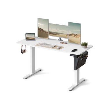 Height Adjustable Desk – Engineered Wood – Cloud White – Electric with 4 Memory Heights and Storage Pocket