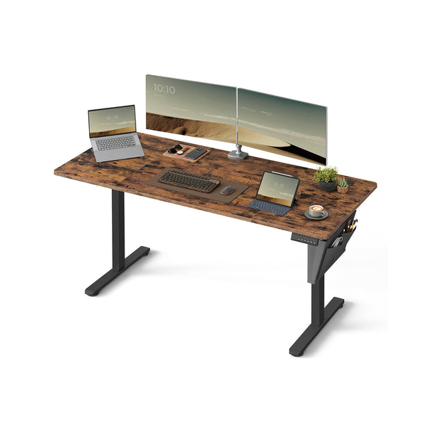 Height Adjustable Electric Desk – Engineered Wood – Cloud White – 4 Memory Heights, Storage Pocket