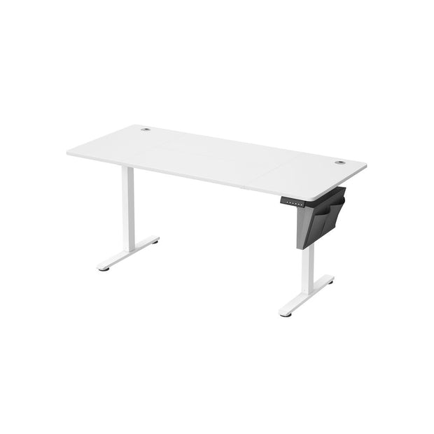 Height Adjustable Electric Desk – Engineered Wood – Cloud White – 4 Memory Heights, Storage Pocket