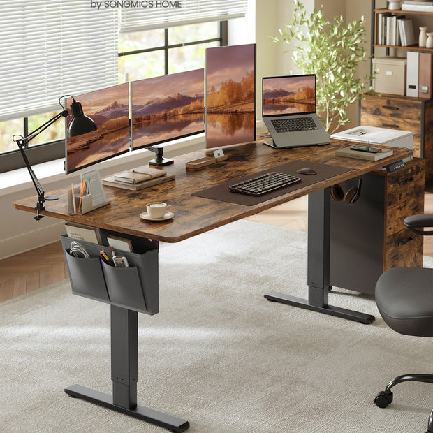 Electric Standing Desk – Engineered Wood – Cloud White – Height Adjustable with 4 Memory Settings and Storage Pocket