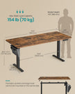 Electric Standing Desk – Engineered Wood – Cloud White – Height Adjustable with 4 Memory Settings and Storage Pocket