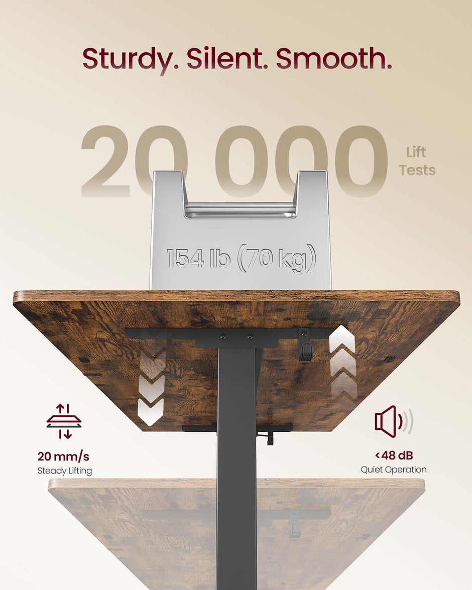 Electric Standing Desk – Wood – Rustic Brown – Height Adjustable with Built-in Drawer and Monitor Stand