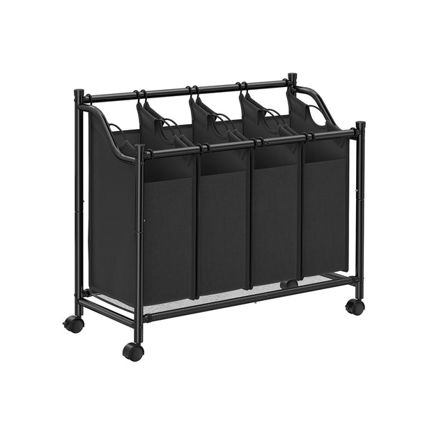 Laundry Cart – Fabric – Black – 4 Removable Bags, 140L Capacity