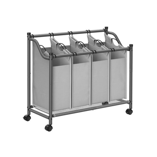 Laundry Cart – Fabric – Black – 4 Removable Bags, 140L Capacity