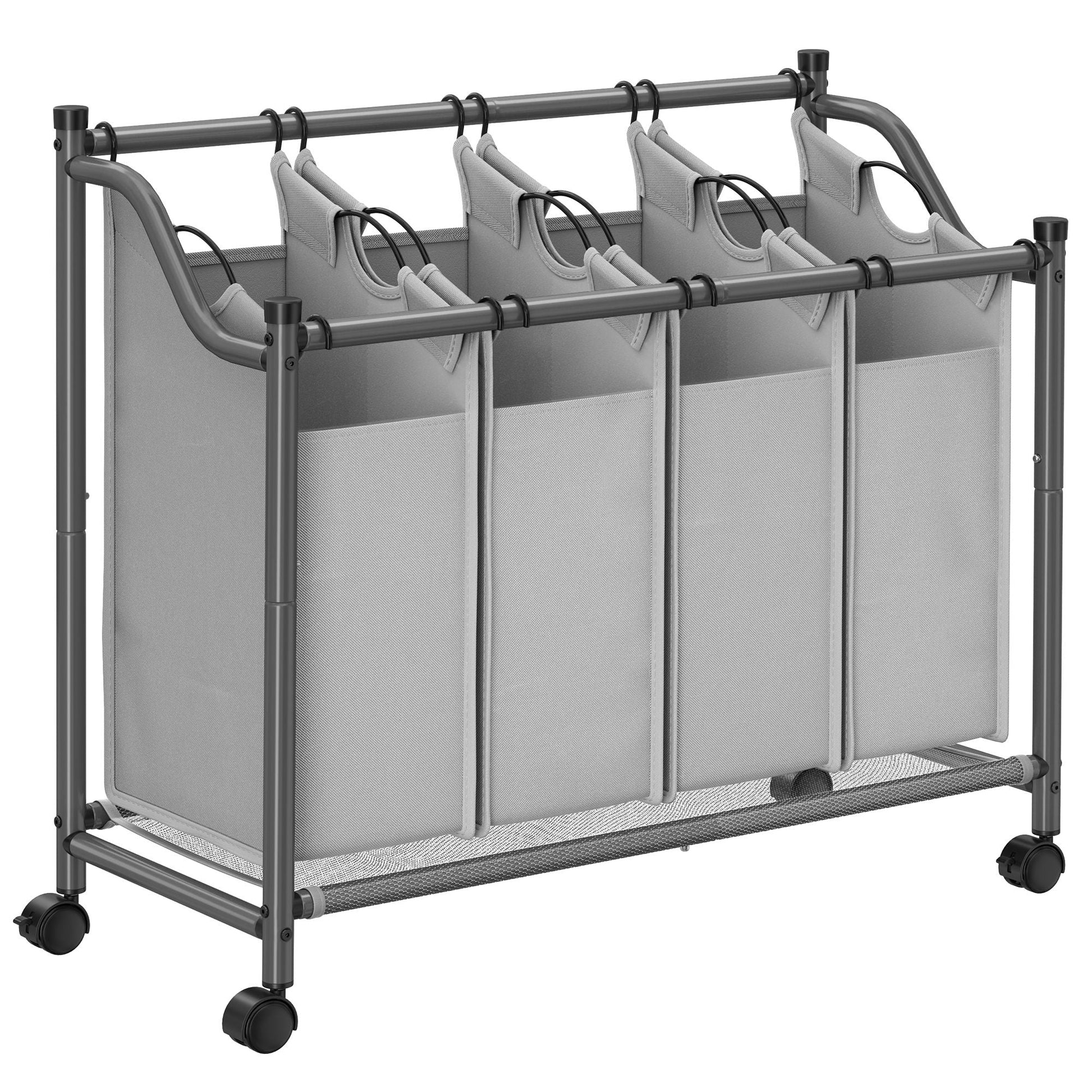 Laundry basket on wheels - 4 wash bags - 4 x 35 liters - Beige