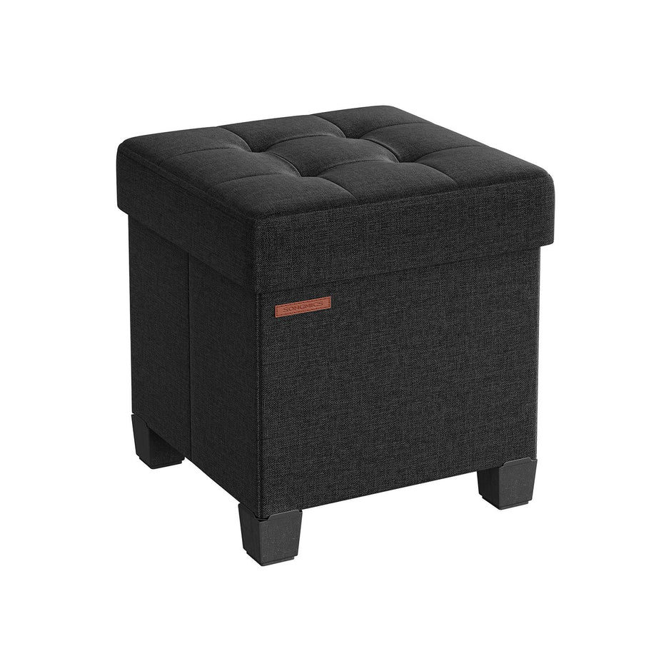 Foldable Storage Ottoman – Fabric – Ink Black – Weight Capacity 300 kg