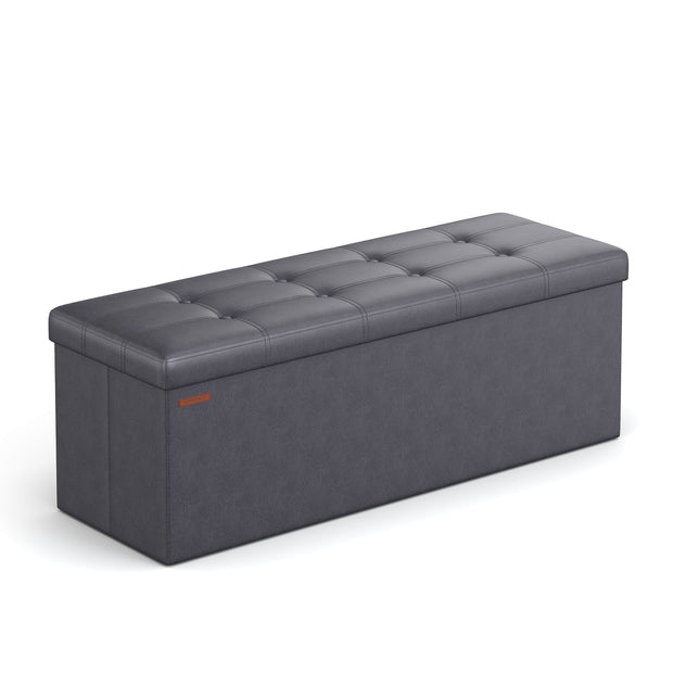 Storage Ottoman – Fabric – Dark Grey – Foldable with Storage, 110 cm