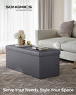 Storage Ottoman – Fabric – Dark Grey – Foldable with Storage, 110 cm