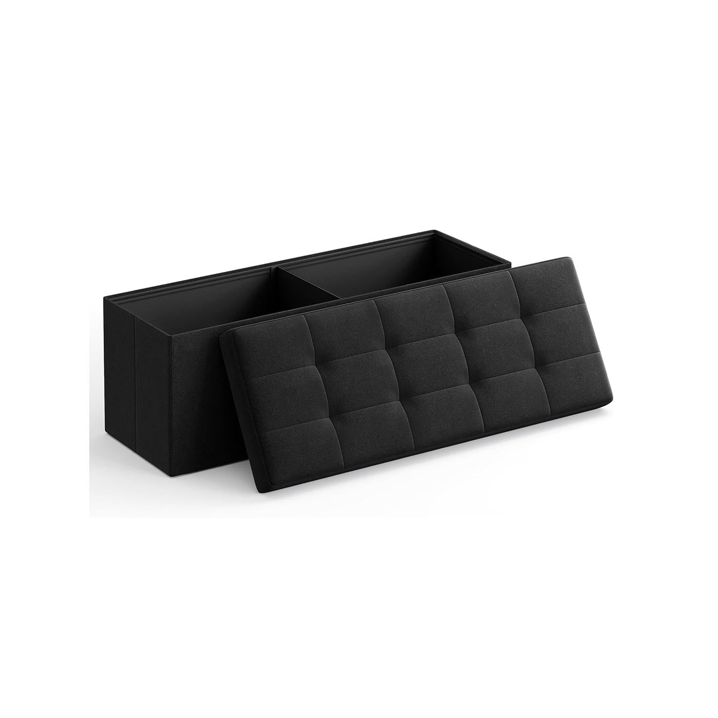 Storage Ottoman – Fabric – Light Black – Padded, Foldable, 120L Capacity, Holds up to 300 kg