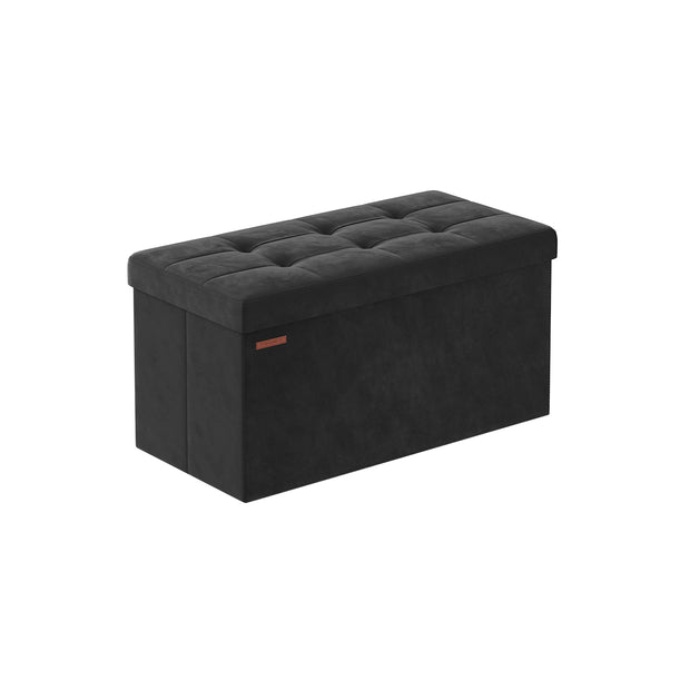 Foldable Velvet Storage Ottoman Bench – Ink Black – Includes 2 Extra Storage Boxes – 300 kg Load Capacity – Ideal for Hallway and Living Room
