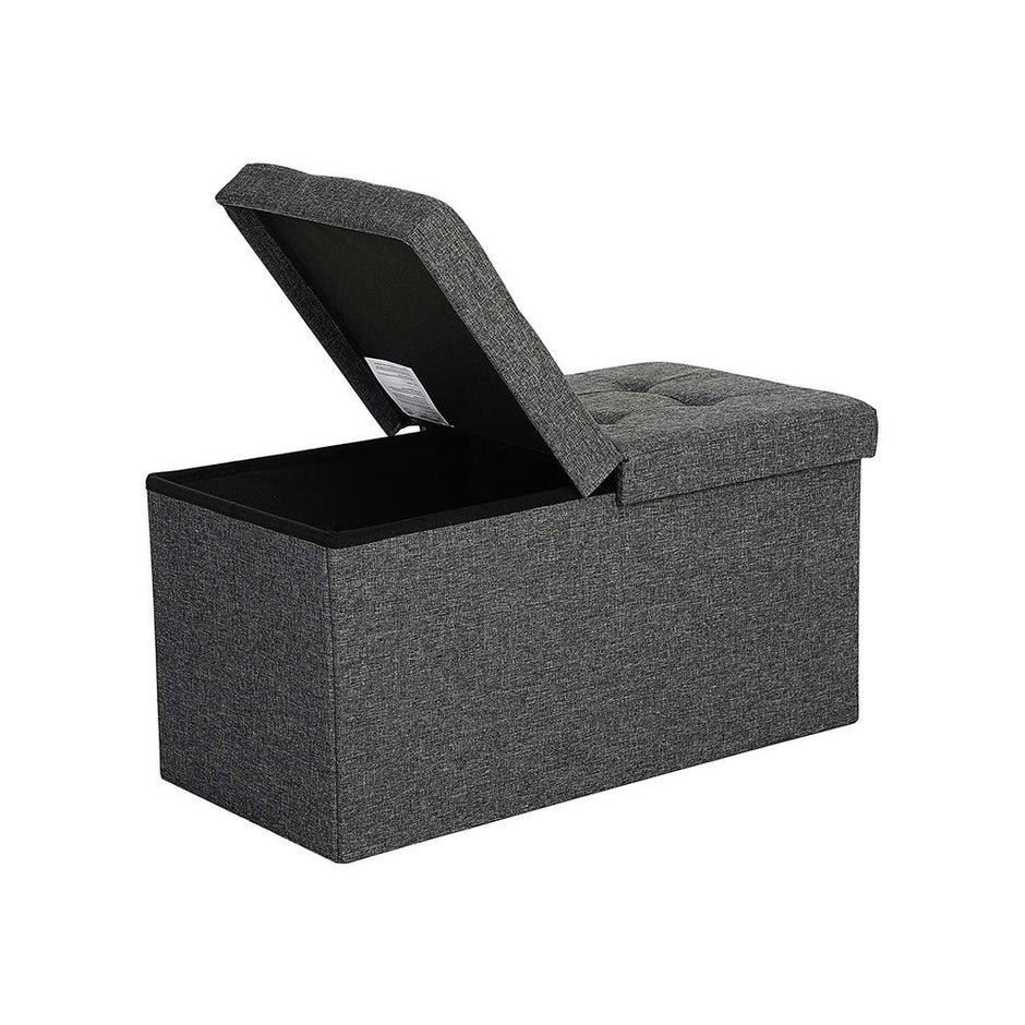 Storage Ottoman – Fabric – Grey – Foldable with Flipping Lid, Max Load Capacity 300 kg