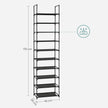 10-Tier Shoe Rack – Metal Frame – Black – Space-Saving Design with Non-Woven Fabric Shelves