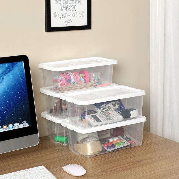 Storage Boxes – Plastic – Clear – Stackable Set of 12 with Lids