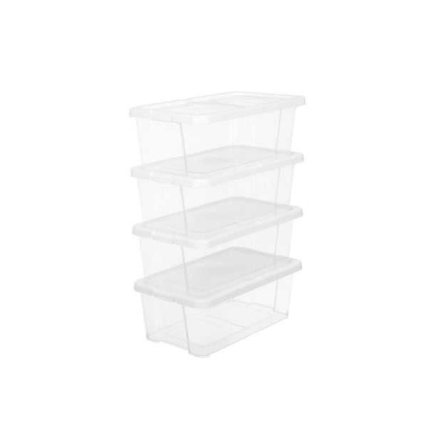 Storage Boxes – Plastic – Clear – Stackable Set of 12 with Lids