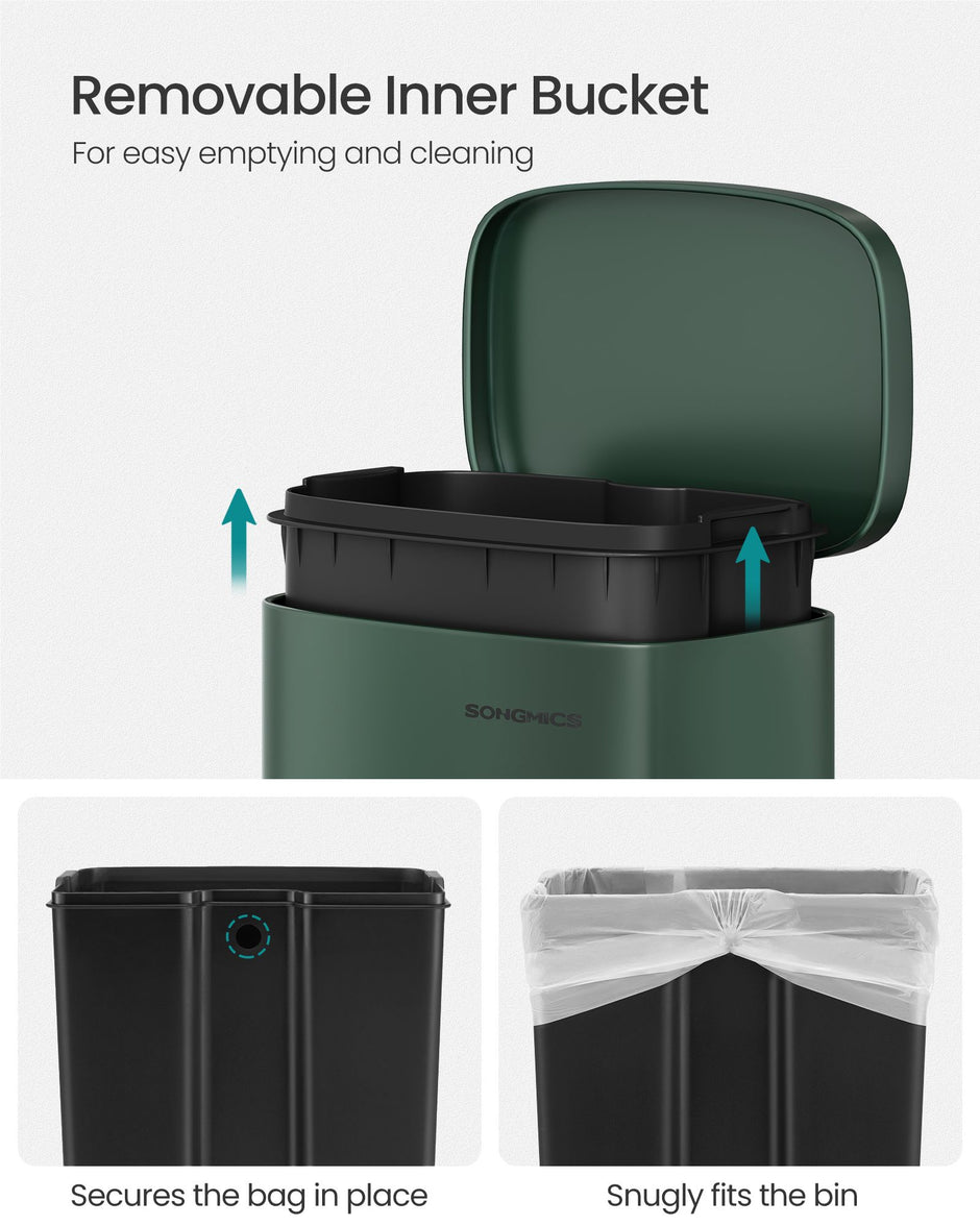 Trash Bin – Stainless Steel – Retro Green – 30L Soft-Close Lid