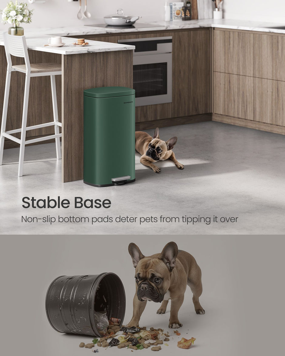 Trash Bin – Stainless Steel – Retro Green – 30L Soft-Close Lid