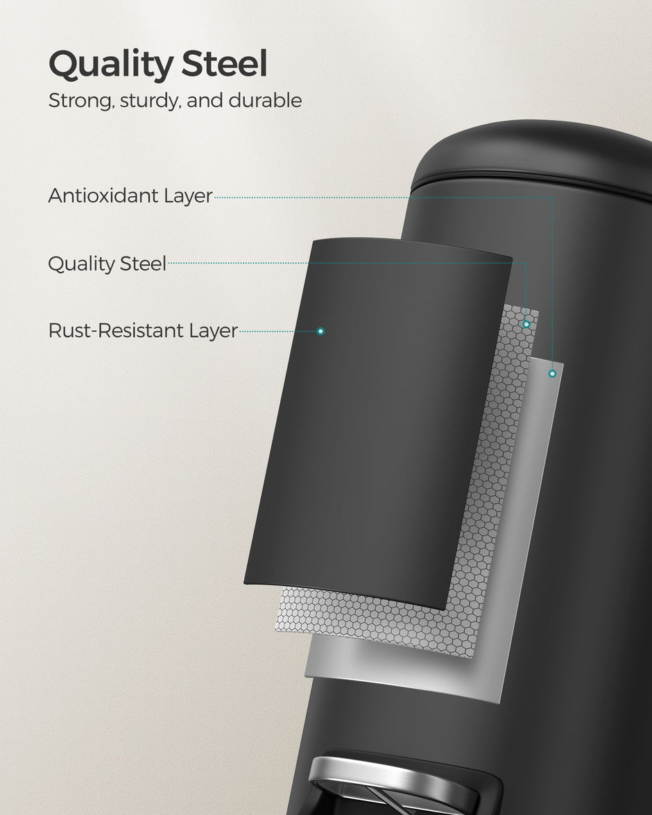 Small Pedal Bin – Steel – Silver – 10L Capacity with Removable Inner Bucket and Slow Close Lid