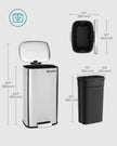 Pedal Trash Bin – Stainless Steel – Silver – 30 Litre, Soft Close, Odour Proof, Hygienic