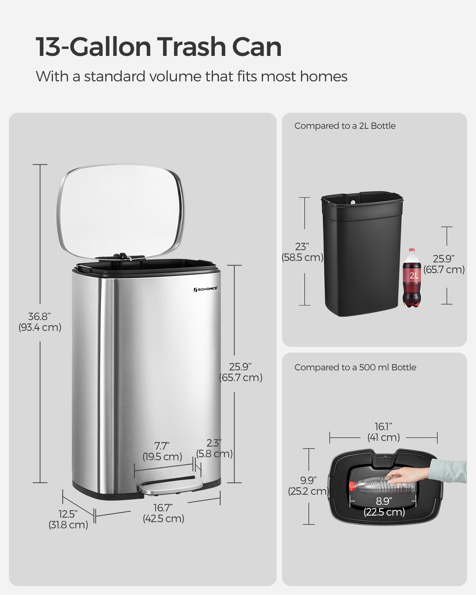 Pedal Kitchen Bin – Steel – 50L – Soft Close, Step-On Feature