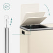 Step-Open Waste Bin – Metal – Cream – Dual Compartment with Soft Closure