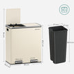 Step-Open Waste Bin – Metal – Cream – Dual Compartment with Soft Closure