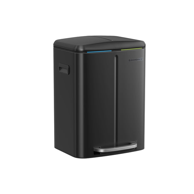 Dual Compartment Trash Can – Metal – Greenish-Grey – Soft Closure, Airtight, 2 x 20L
