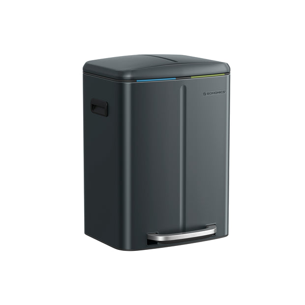 Dual Trash Can – Metal – White – Dual Compartments with Soft Closure and Airtight Design