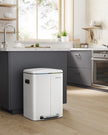 Dual Trash Can – Metal – White – Dual Compartments with Soft Closure and Airtight Design