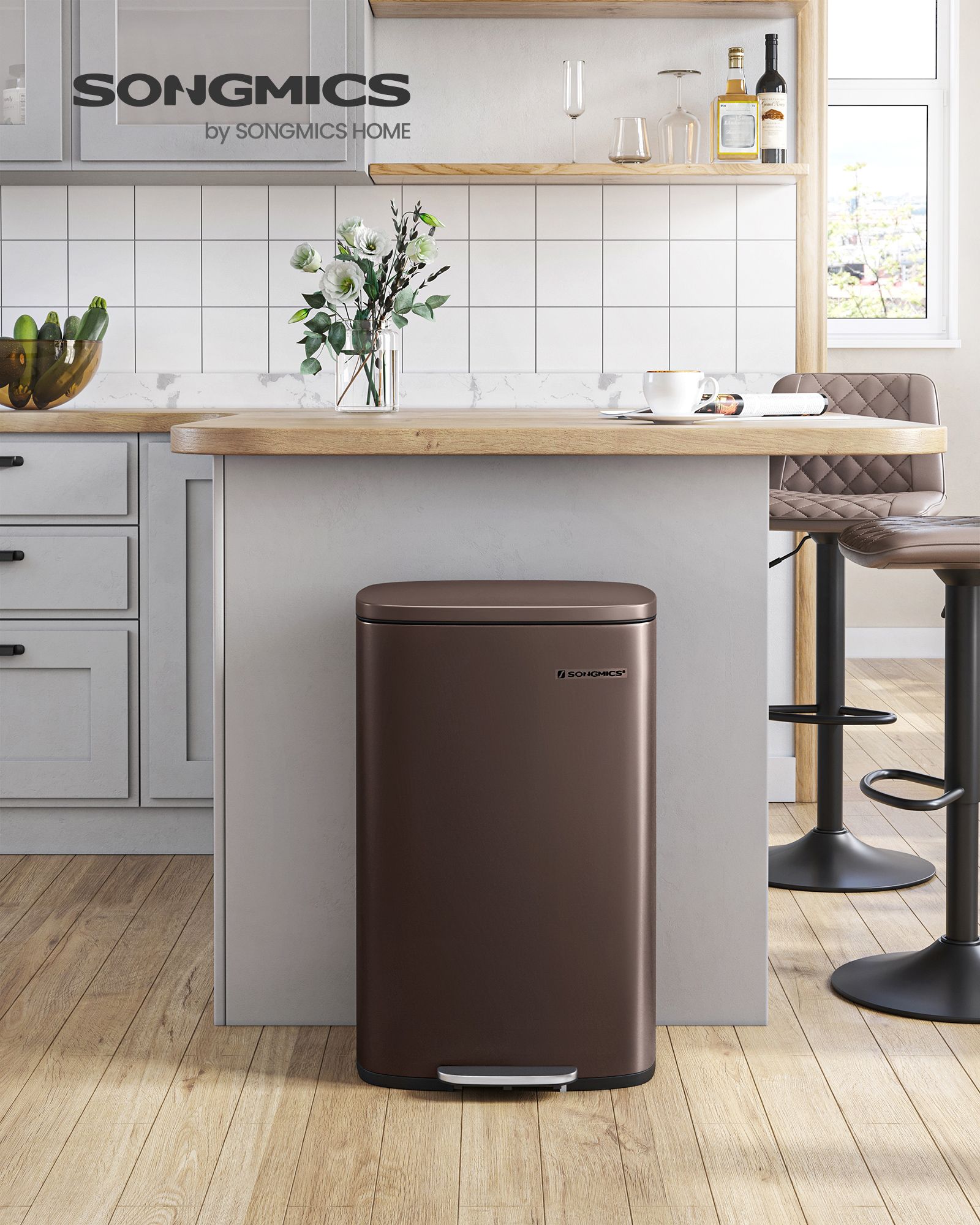 Step-On Pedal Bin – Steel – Sand Beige – 50L Capacity with Soft Close Feature