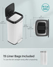 Metal Waste Pedal Bin – 68L – Silver – Tall with Lid