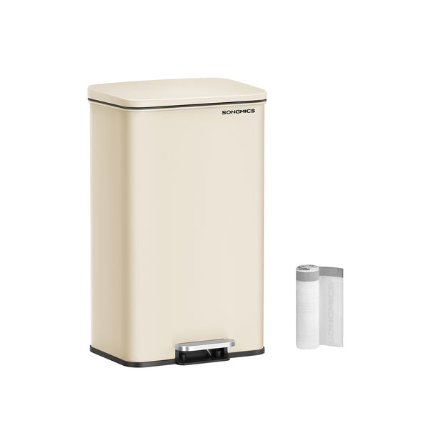 Large Step Rubbish Bin – Steel – Sand Beige – Soft Close with 15 Liner Bags Included