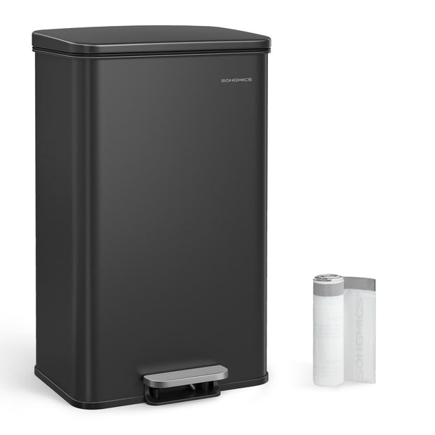 Large Steel Kitchen Bin – Black Finish – Soft Close Lid – 40L Capacity with 15 Liner Bags