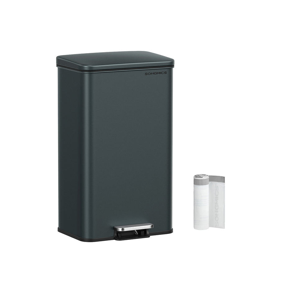 Large Steel Kitchen Bin – Black Finish – Soft Close Lid – 40L Capacity with 15 Liner Bags
