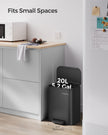 20L Kitchen Bin – Steel – Ink Black – Soft-Close Lid and Wide Non-Slip Pedal