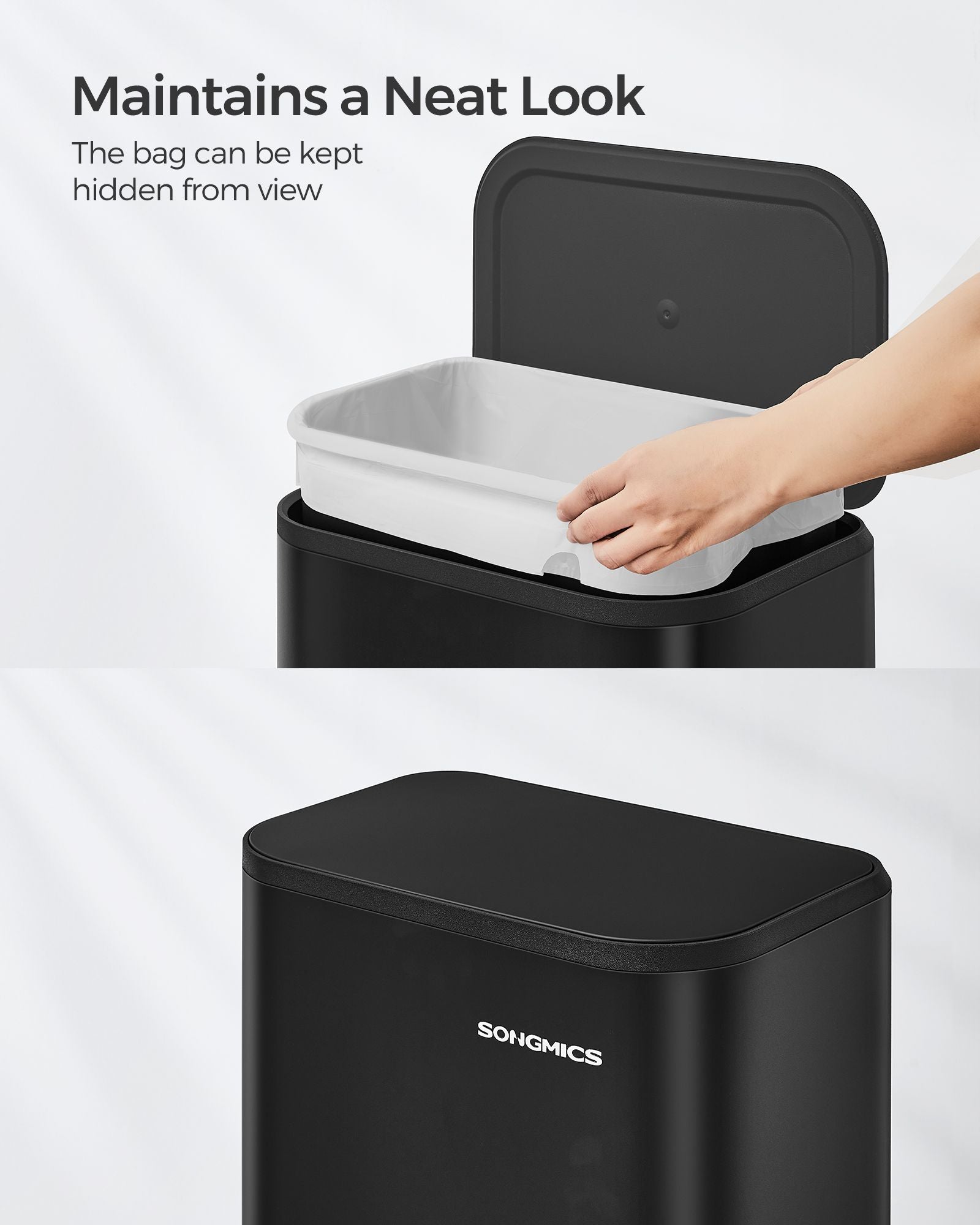 20L Kitchen Bin – Steel – Ink Black – Soft-Close Lid and Wide Non-Slip Pedal