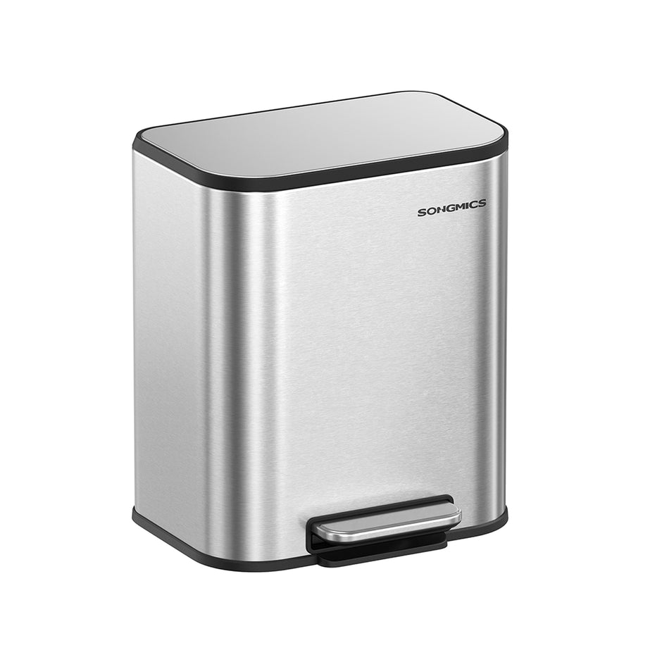 20L Kitchen Bin – Steel – Ink Black – Soft-Close Lid and Wide Non-Slip Pedal