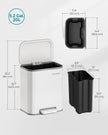 20L Kitchen Bin – Steel – Cloud White – Soft-Close Lid and Wide Non-Slip Pedal