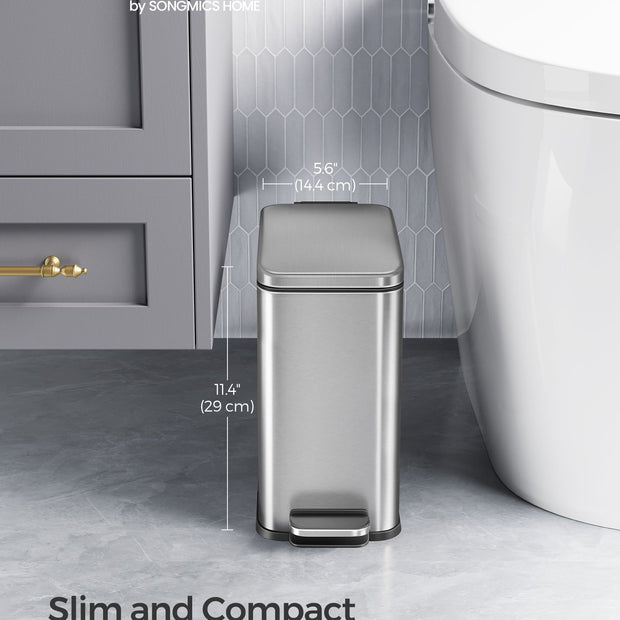 Small Steel Pedal Bin – 5L – Soft Close – Slim Design for Small Spaces