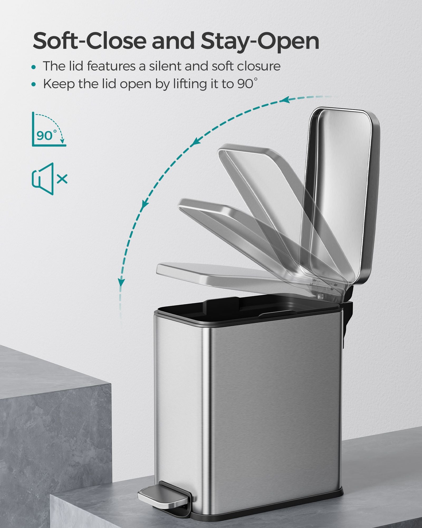 Small Steel Pedal Bin – 5L – Soft Close – Slim Design for Small Spaces