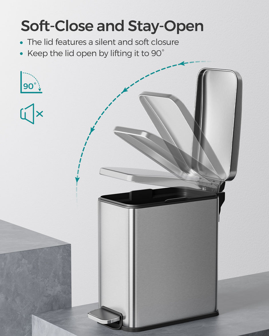 Small Steel Pedal Bin – 5L – Soft Close – Slim Design for Small Spaces