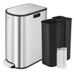 Double Kitchen Bin – Metallic Silver – Dual Compartment – Pedal with Wing Lids