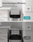 Double Kitchen Bin – Metallic Silver – Dual Compartment – Pedal with Wing Lids