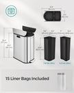 Double Kitchen Bin – Metallic Silver – Dual Compartment – Pedal with Wing Lids