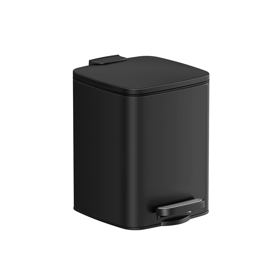 Small Bathroom Bin – Steel – Silver – Pedal Design with Soft-Close Lid